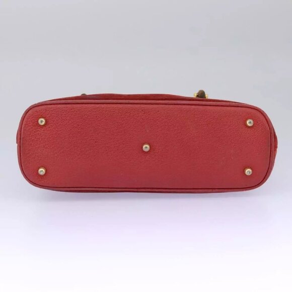 GUCCI Bamboo Hand Bag Suede Red 000 12740290 Auth yt1007 - Picture 6 of 16